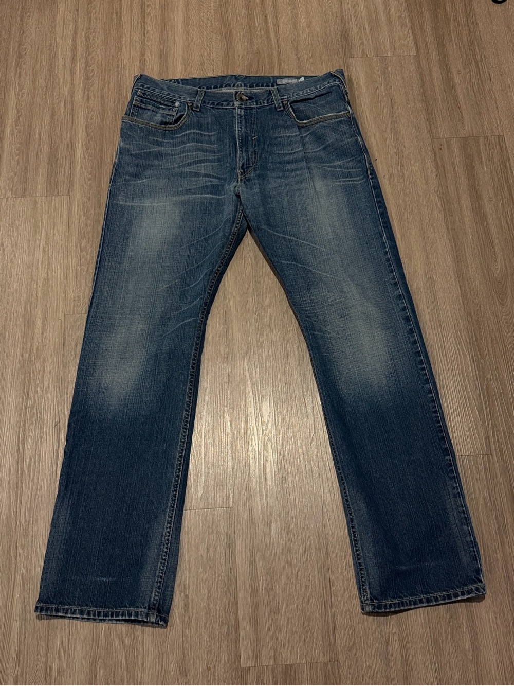 Vintage Levi's SilverTab Straight Jeans 36X32 Denim Pleated 90s Dark Blue